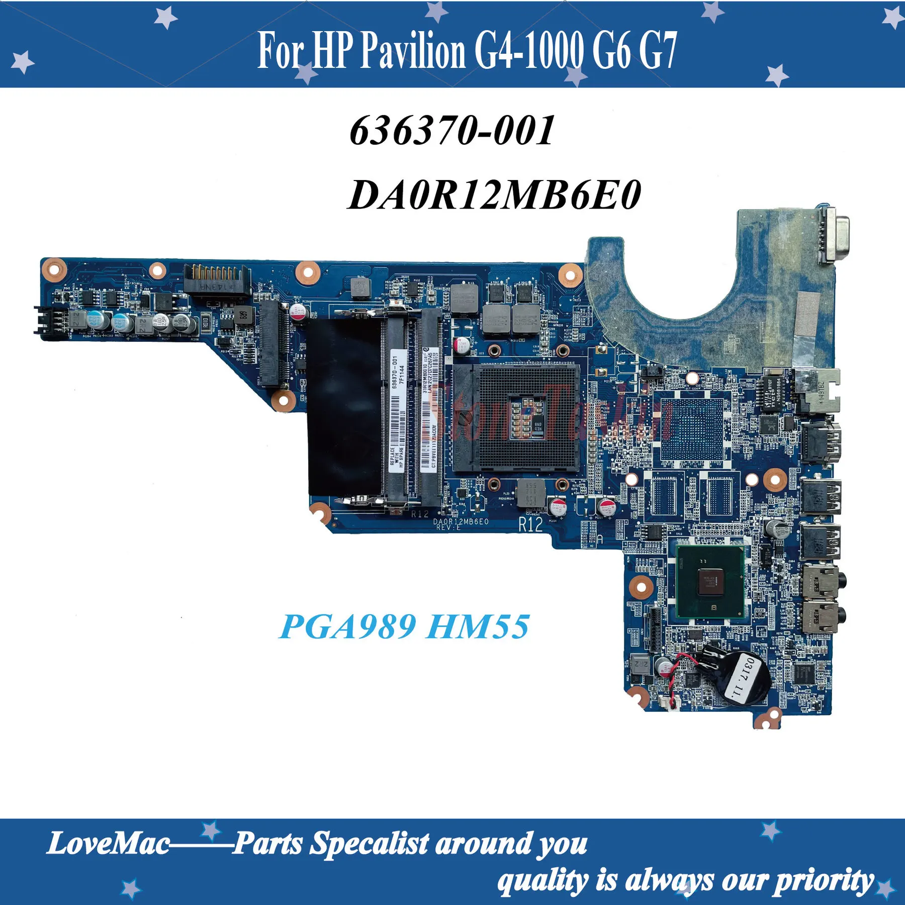 Высокое качество 636370 001 для ноутбука HP Pavilion G4 1000 G6 G7 Материнская плата DA0R12MB6E0 PGA989