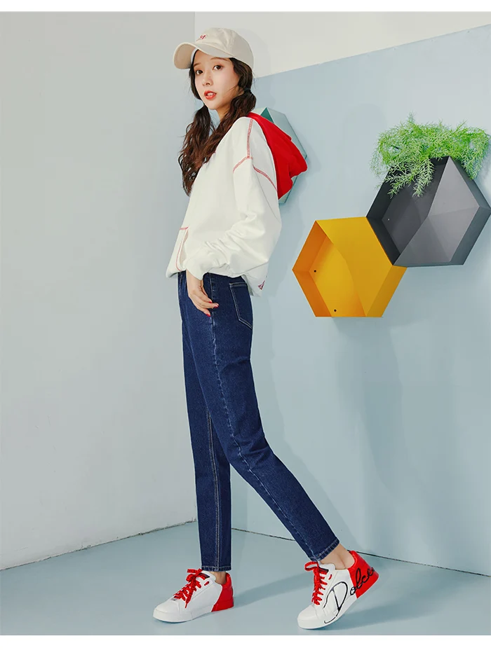 LEIJIJEANS, Новое поступление, двубортные свободные темно-синие брюки от Harlan, крутые джинсы для девочек, большие размеры, женские длинные джинсы 9094