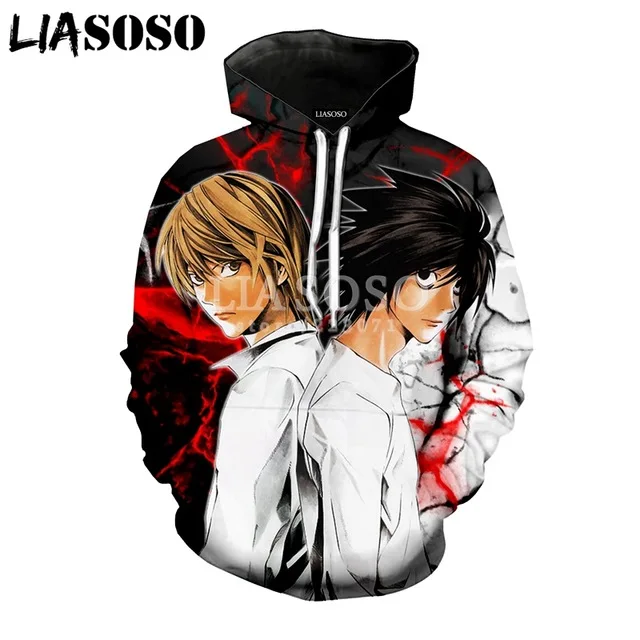 

LX 3d print Winter New Fashion Sweatshirt clothes Men Women Anime Death Note Hoodie Unisex Long-Sleeved Cute Casual Pullover