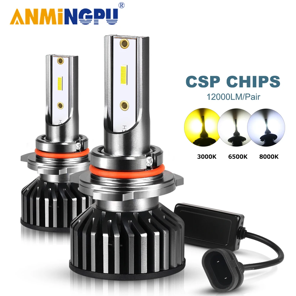 

ANMINGPU Car Headlight Bulbs HB3 Led 9005 9006/HB4 9012 H7 H11 H8 H9 H4 Led H27 881 880 50W H1 H3 Led Lamp HB5 H13 CSP 12000/LM