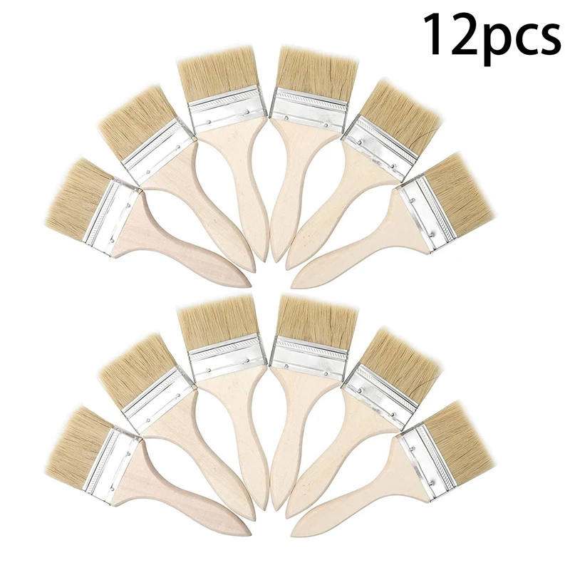 12 Pack of 3 Inch (74mm) Paint Brushes and Chip for Stains Varnishes Glues Gesso Promotion | Обустройство дома