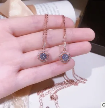 

925 Sterling Silver Necklace Pendant Women Necklaces Rose Gold 45cm