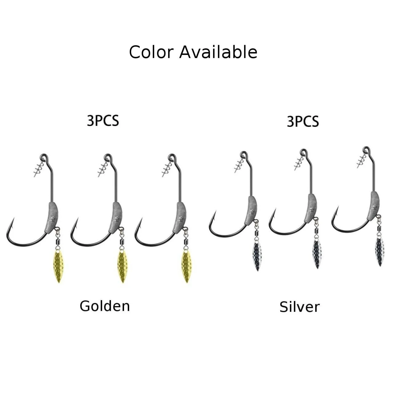 

3 Sets Of Lure Fishing Crank Hook With Lead Quick Gold Silver Sinker Sequins Soft Worm Hooks Crank Leaded Optional Size