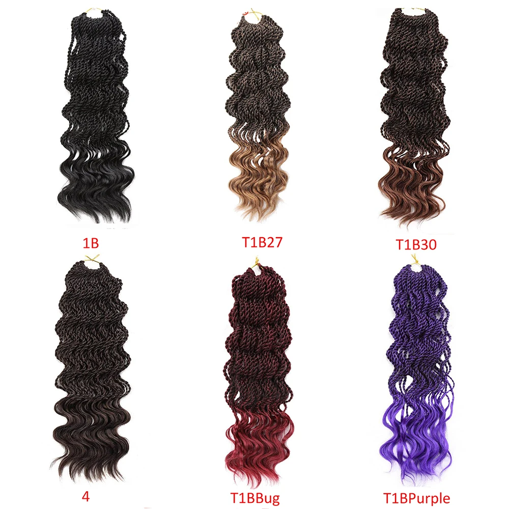 

Synthetic Crochet Braids Hair Extensions Senegalese Twist Hair Curly Ends 16" 35 strands/pack Braiding Hair for Women