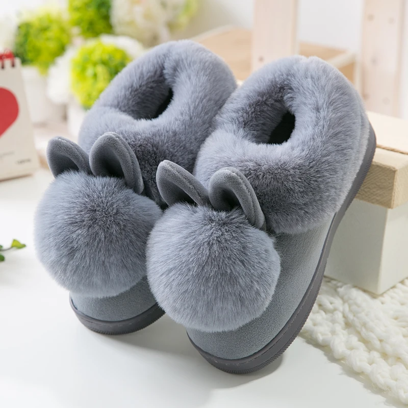 

Autumn Winter Cotton Slippers Fur Rabbit Home Warm Thick Bottom Indoor Cotton Shoes Womens Slippers Cute Fluffy Cat Slippers hot