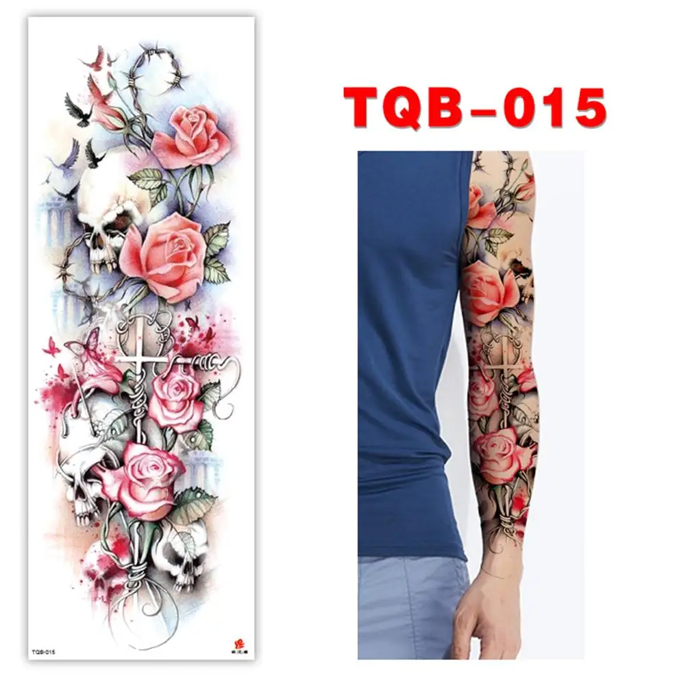 

4PC Waterproof Temporary Tattoo Sticker Eye Clock Bird Pagoda Full Arm Large Size Fake Tatto Tatto Sleeve Tatto For Men Women