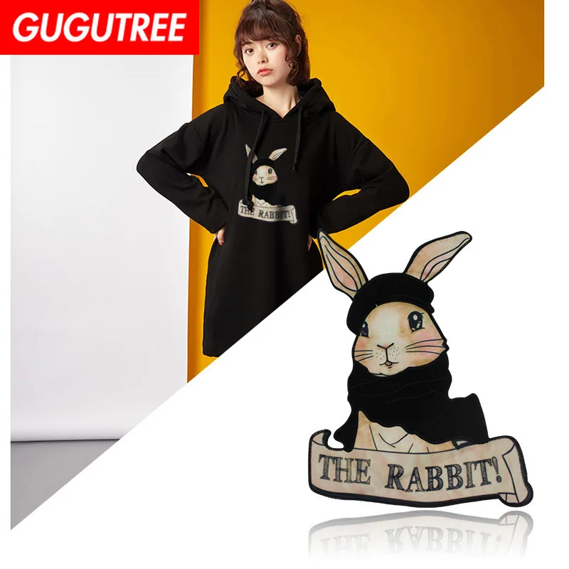 Вышивка GUGUTREE большие искусственные животные Мультяшные нашивки для