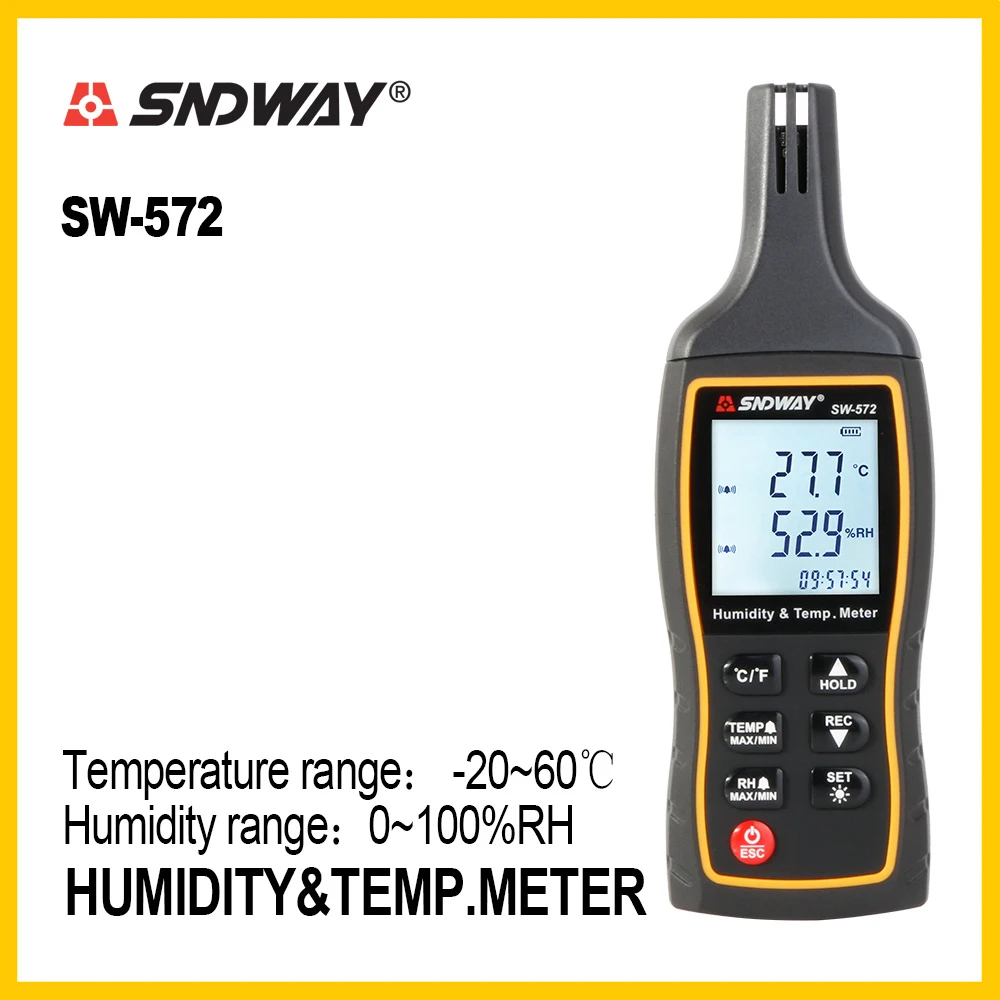 

SNDWAY Digital LCD Thermometer Hygrometer indoor temperature Humidity meter tester monitor with data hold Alarm Clock SW-572