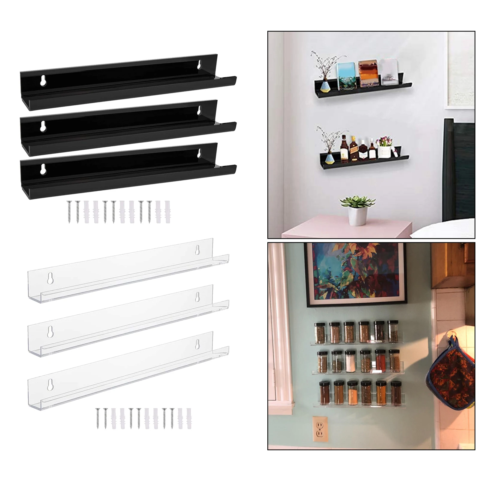 

3/Set Wall Spice Rack Jar Bottles Cosmetic Flowerpot Single Tier Holders
