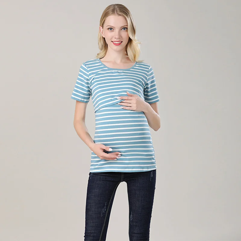Emotion Moms/одежда с коротким рукавом для беременных и кормящих мам; топы для беременных женщин; летняя футболка для беременных - Цвет: G