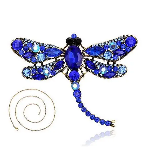 YQYX004-RoyalBlue Ретро брошь, булавка стрекоза, шелковый шарф, кнопка, животное, брошь, стразы, брошь на булавке, брошь в виде животного, женские булавки - Окраска металла: YQYX004-RoyalBlue