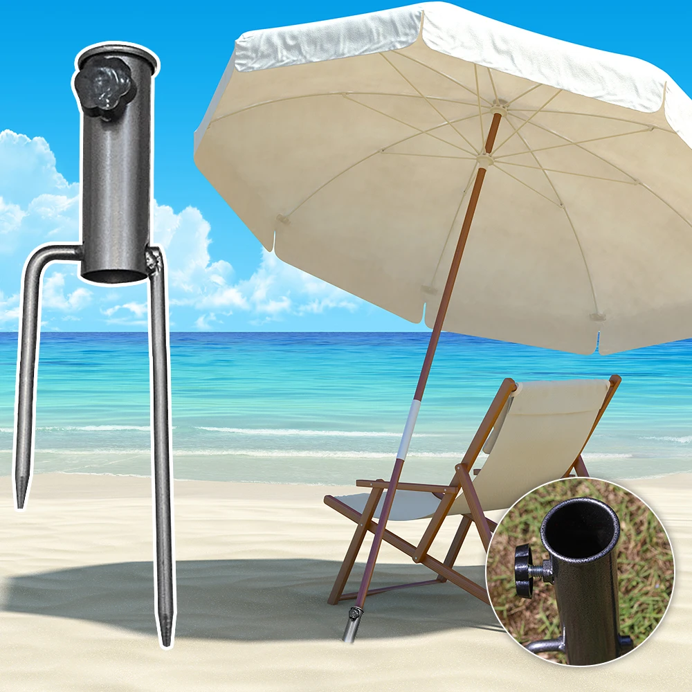 

Sunshade Base Umbrella Stand Rack Garden Lawn Parasol Ground Anchor Spike Beach Umbrella Holder Sand Screw Stand Fishing Rods