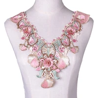 pink lace chiffon fake neckline collar ladies shawl wrap detachable embroidered false collar clothes accessory