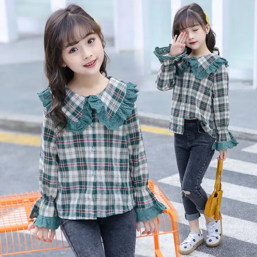 Топы для девочек с длинными рукавами рубашка теплая хлопковая куртка детей на