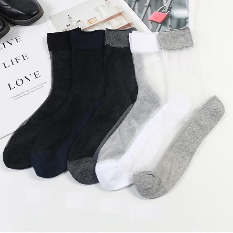 Harajuku Men Socks Summer Male Combed Cotton Business Crossfit Diamond Lattice Sokken Thin Breathable Fashion Calze 5 Pairs/Lot