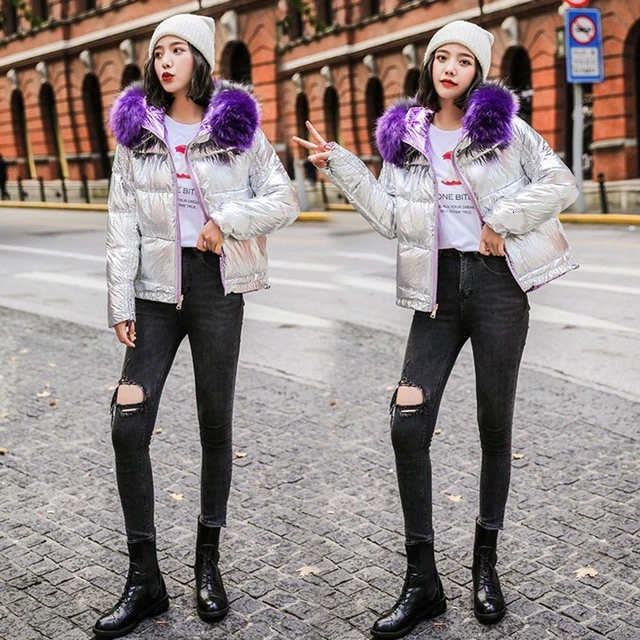Jrnnorv 2019 Глянцевая пуховая хлопковая парка зимняя женская куртка с меховым