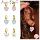 Женские серьги-кольца из серебра 925 пробы, в форме сердца