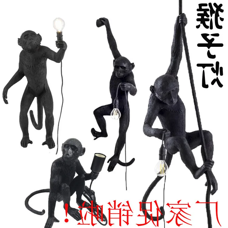 Скандинавские креативные подвесные светильники в форме обезьяны ретро E27