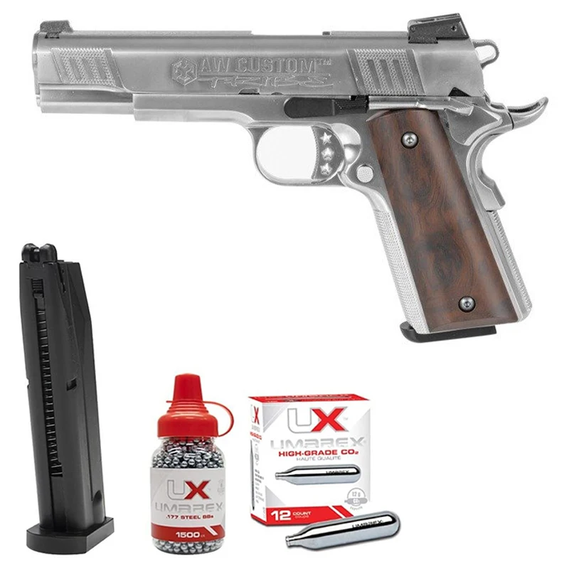 

GBB Armorer AW-NE3001+BB Air Gun 10x12 CO2 Tanks and Pack of 1500ct Steel BBS Bundle Classic Wall Tin Sign Metal Wall Plate