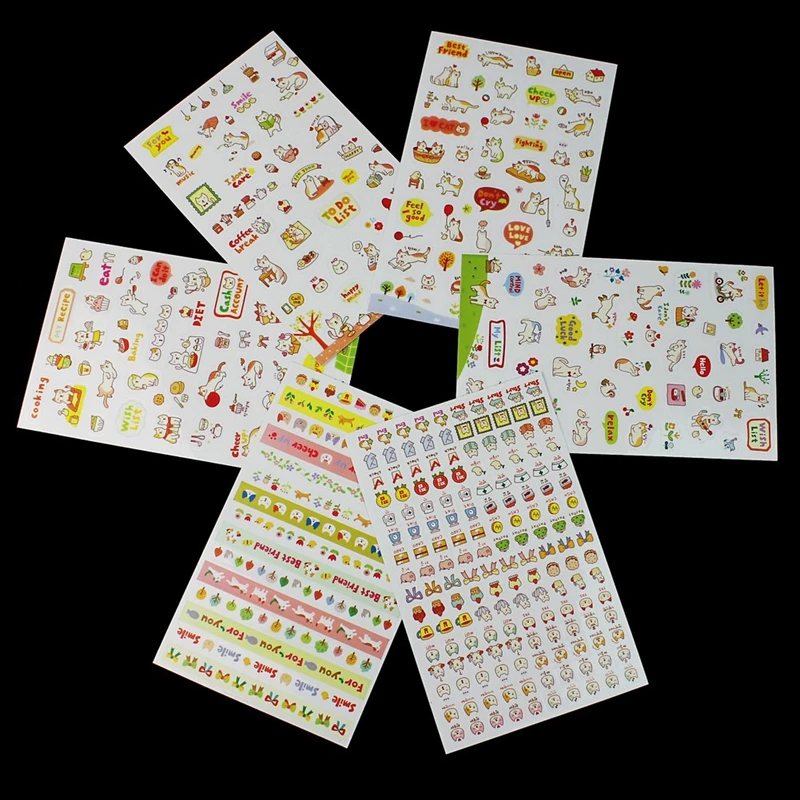 6 листов милый кот Украшение DIY дневник с расписанием календарь Filofax Декор стикер