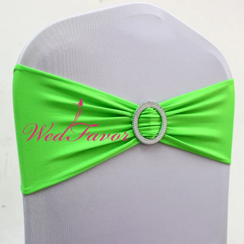 Apple Green WedFavor 100 шт королевские синие свадебные ленты для стульев из лайкры и спандекса с пластиковой круглой пряжкой для банкета чехлы для стульев - Цвет: Apple Green