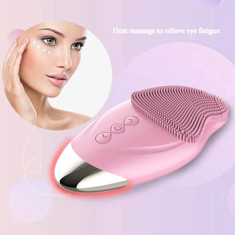 

Ultrasonic Facial Cleansing Brush Electric Heated Sonic Electric Silicone Facial Cleanser Mini Eye Massager Beauty Instrument