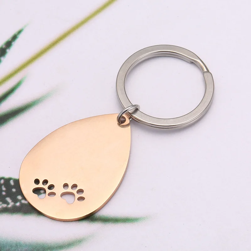 

Stainless Steel Pet Dog Water Drop Shape Charm Keychain Mirror Polish Blank For Engraving Wholesale 10PCS