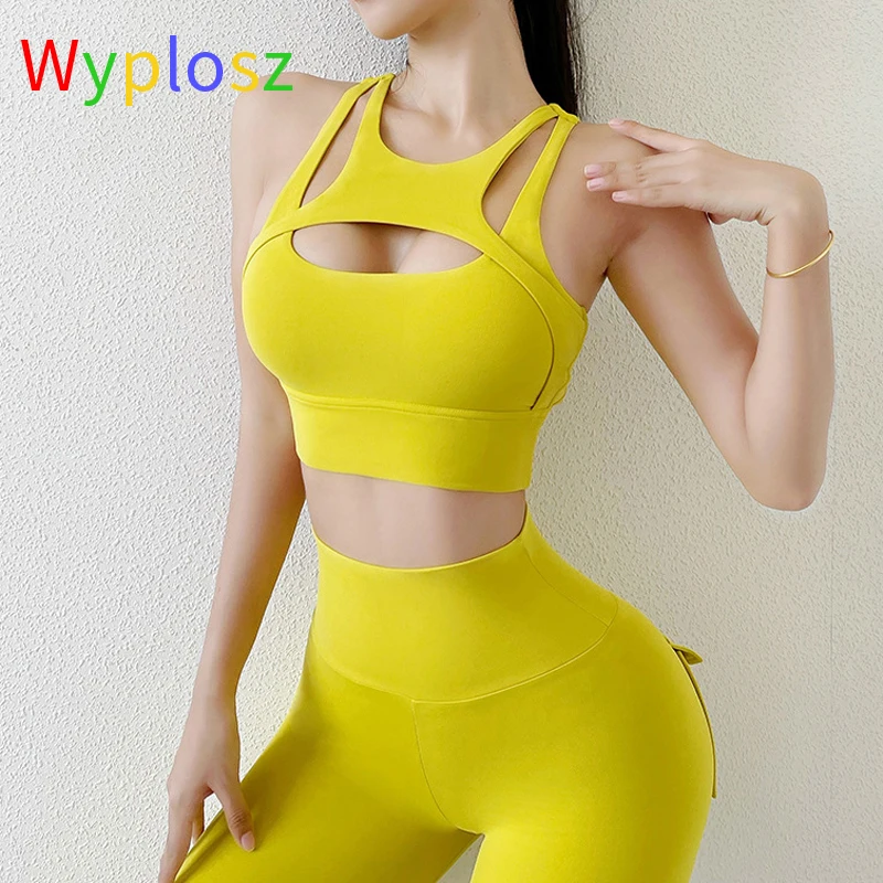 

Wyplosz High Impact Shockproof Exercise Sports Bras Tops Women Back Open Padded Wireless Fitness Running Bras Workout Tops Push