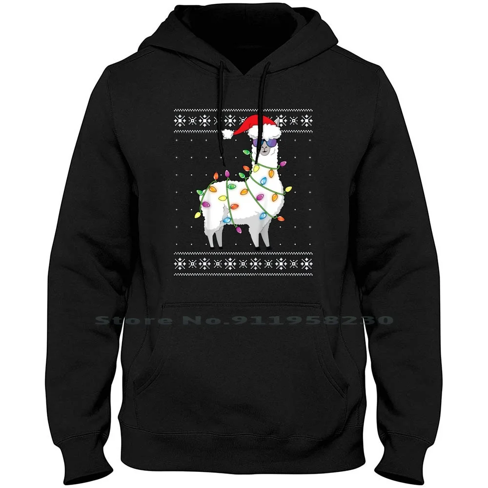 

Alpaca Christmas Men Women Hoodie Pullover Sweater 6XL Big Size Cotton New Year Alpaca Party Year Logo Ear St Go