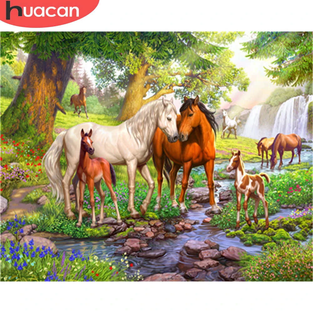 

HUACAN Picture By Number Horse Kits DIY Unique Gift Painting By Numbers Animal On Canvas HandPainted Decoration Art