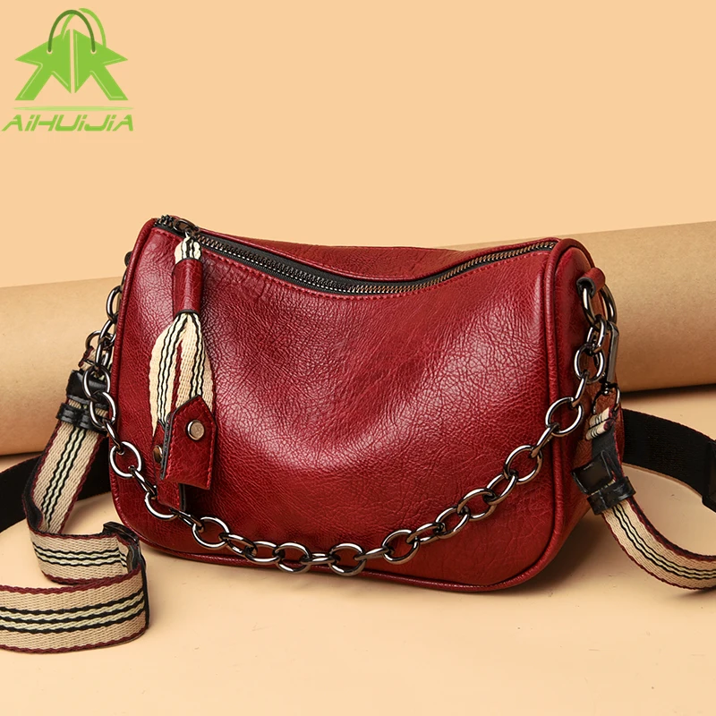 

Large-capacity Ladies Shoulder Bag Simple Solid Color Handbag 2021 New High Quality Soft Pu Leather Travel Leisure Messenger Bag