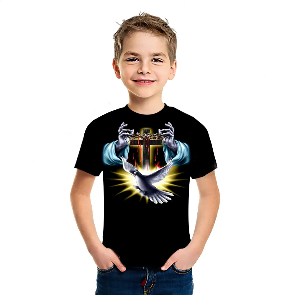 

Детская Хлопковая футболка с коротким рукавом, с 3D принтом