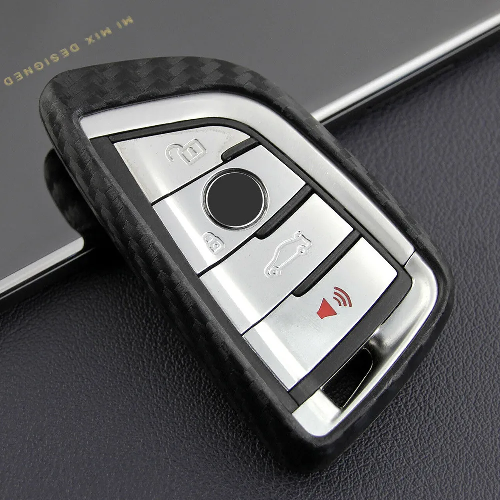 

For New BMW Accessories Car Accessories Genuine Carbon Fiber Car Auto Remote Key Case Cover Fob Holder Skin Shell