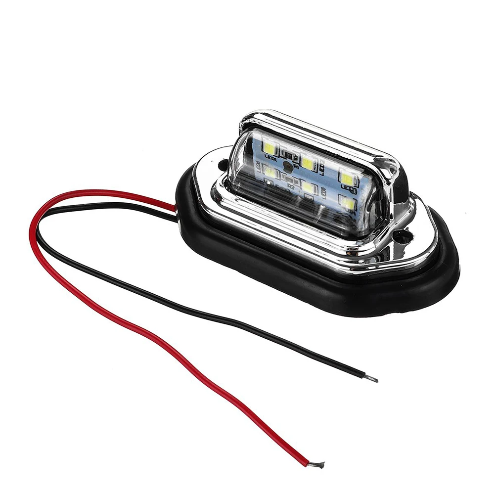 

2Pcs 12V 24V Waterproof 6 LED Car License Plate Light White Signal Tail Light Lamp for Boat Truck Trailer SUV Van Caravan
