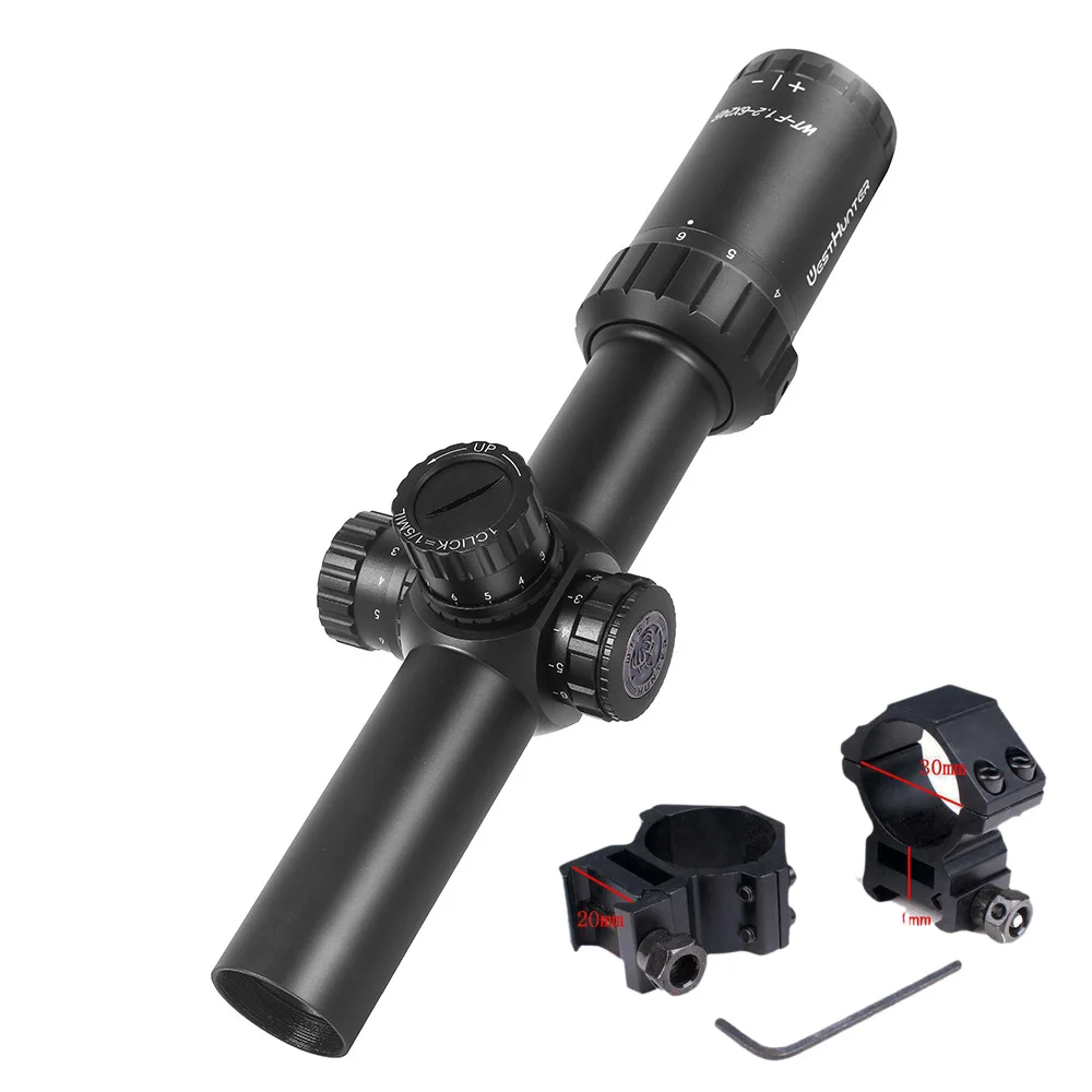 WESTHUNTER WT-F 1,2-6x24IR Quickdraw тактический, компактный прицел для охотничьей винтовки противоударный HD вид 30 мм трубка для ружья - Цвет: low 20mm mount