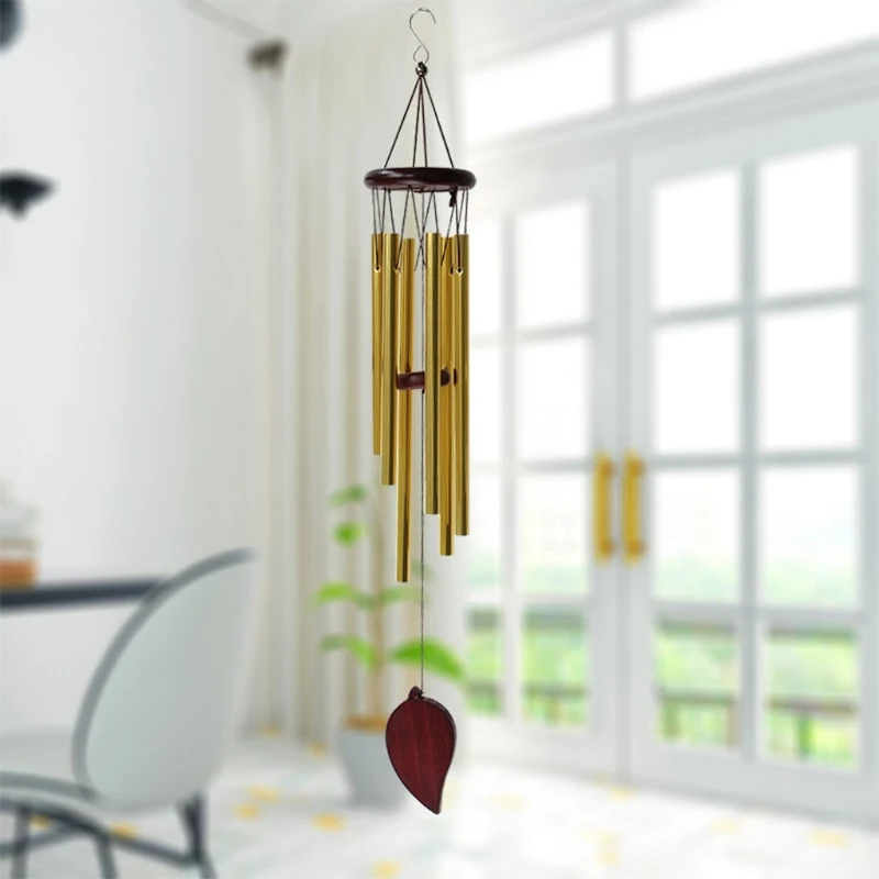 

Classic Solid Wood Aluminum Tube Creative Metal Wind Chime Hanging Decoration Home Shop Decoration Craft Gift