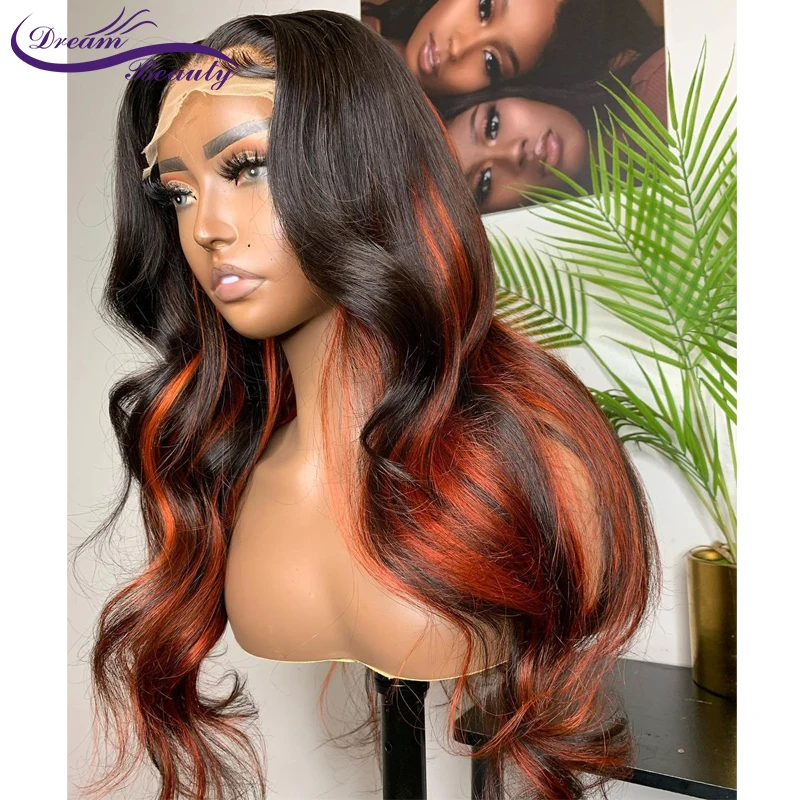 Хайлайтер Красные кружевные передние парики волнистые волосы парик al для женщин