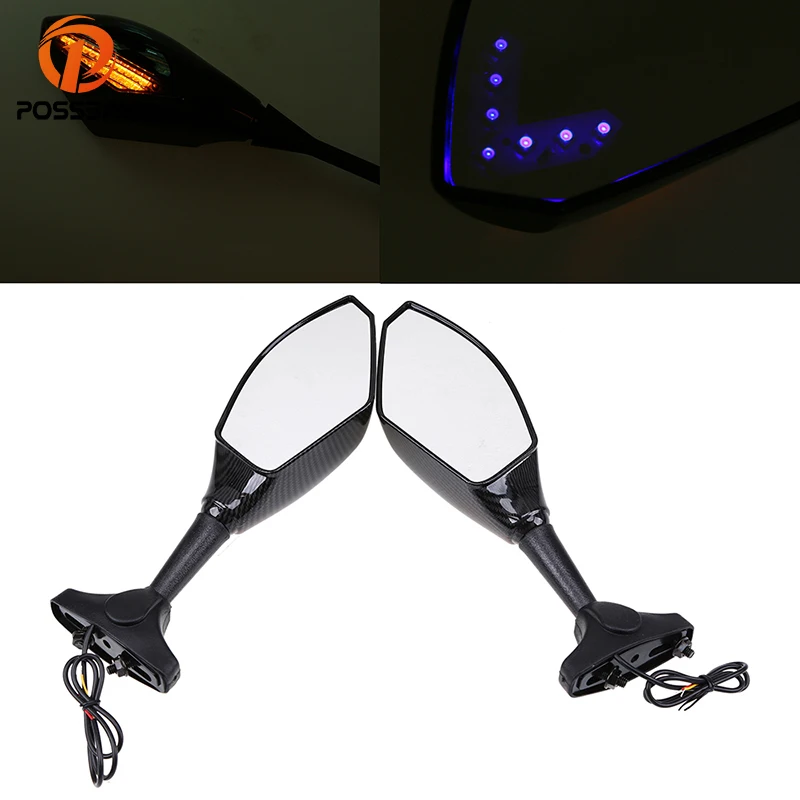 Posbay зеркала с поворотным сигналом светодиодные мигалки мотоцикл для Honda Yamaha Kawasaki