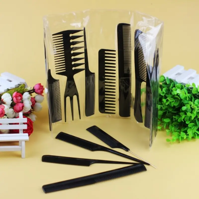 10pcs/Set Professional Anti-static Hair Combs Set Salon Barber Hair Cutting Combs Pro Hairdressing Hairbrush Hair Styling Tools