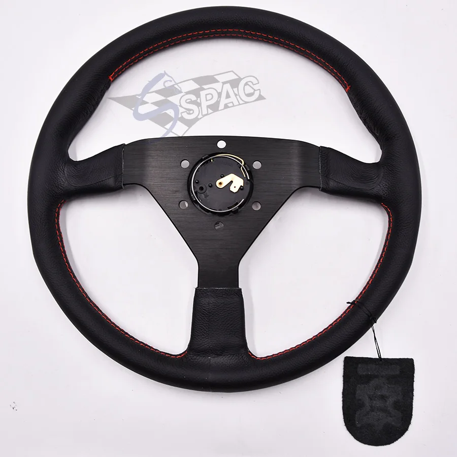 Универсальный гоночный руль из натуральной кожи 350 мм | Рулевые колеса и ступицы