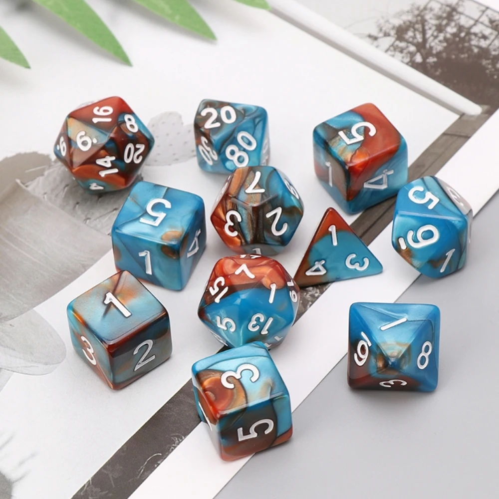 Набор многогранных игральных костей D4 D6 D8 D10 D12 D20 двухцветные настольные игры для