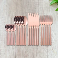 24pcs rose gold cutlery set stainless steel cutlery set 1810 forks knives spoons tableware set black gold dinnerware set