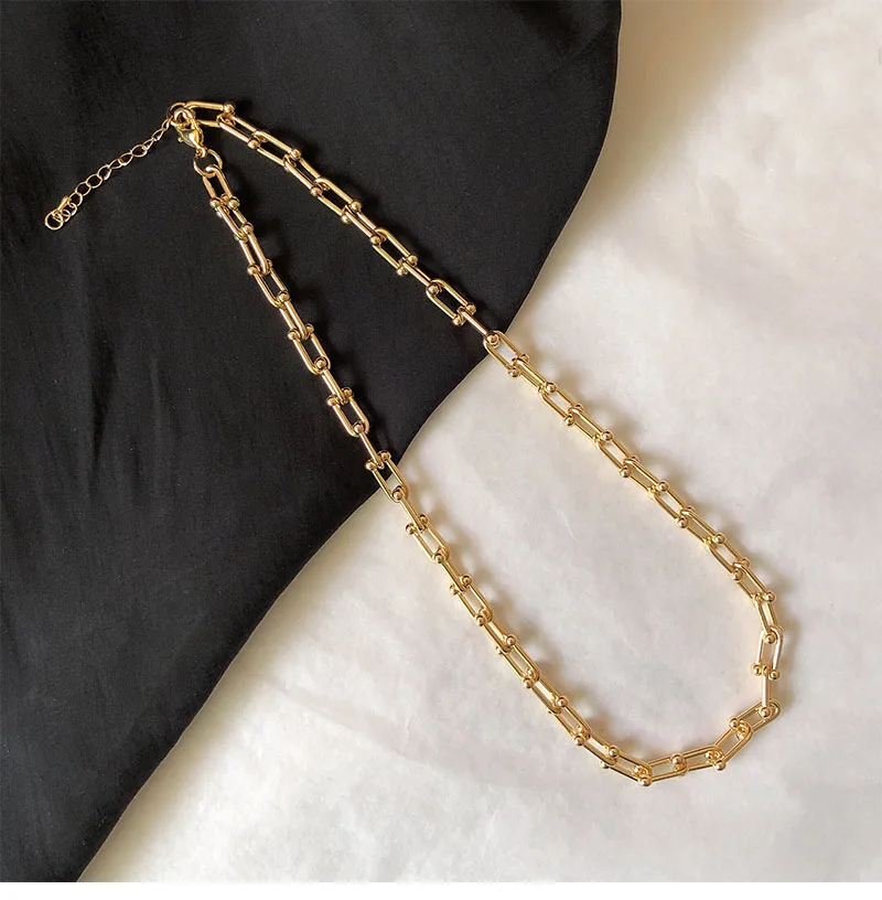 New Hiphop Necklace Vintage Metal Chain Chokers Necklaces for Women U Shape Punk Jewelry Gothic Colliers 2020 | Украшения и