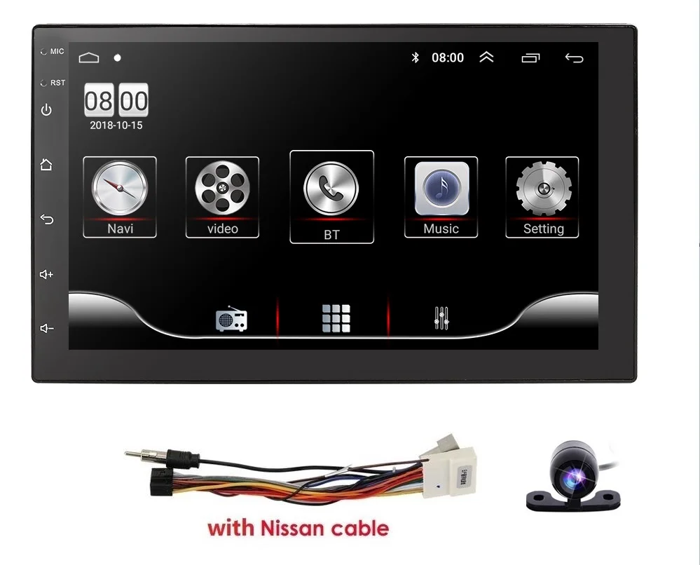 NissanCable Camera3 Универсальный 2 din Android 9,0 четырехъядерный автомобильный мультимедийный плеер gps Wifi BT Радио 4G SIM сеть 1024*600 SWC DAB Mic USB Navi карта - Цвет: NissanCable Camera3