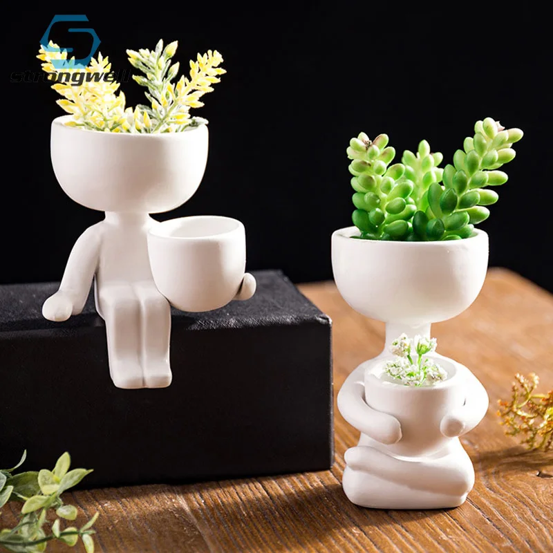 Strongwell Скандинавская Керамическая кукла маленький цветочный горшок креативная