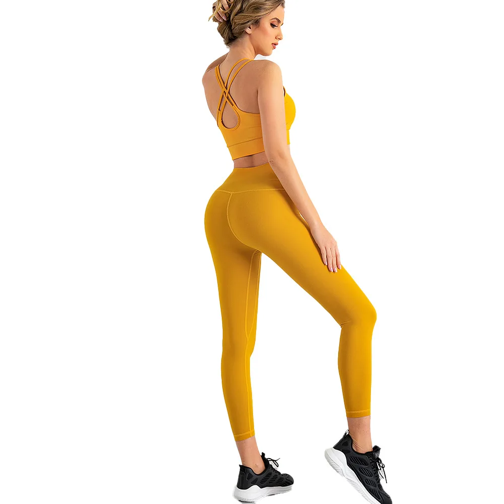 

2021 New Yoga Set Yoga Leggings Set Women Fitness Suit For Yoga Clothes High Waist Gym Workout Sportswear Gym Sports Clothing