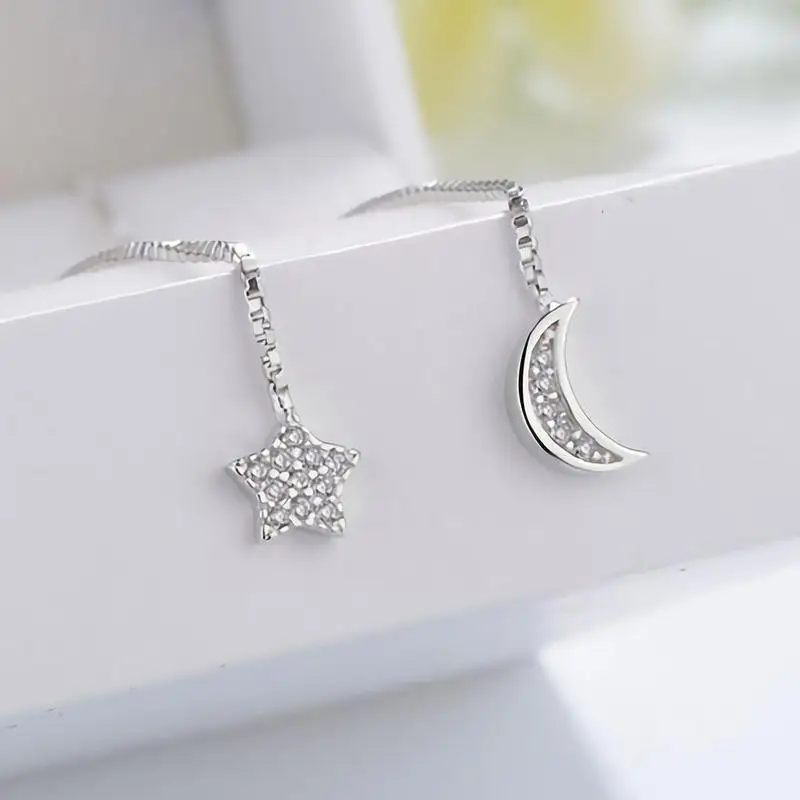 Длинные висячие серьги со звездой и Луной кисточками модные женские свадебные