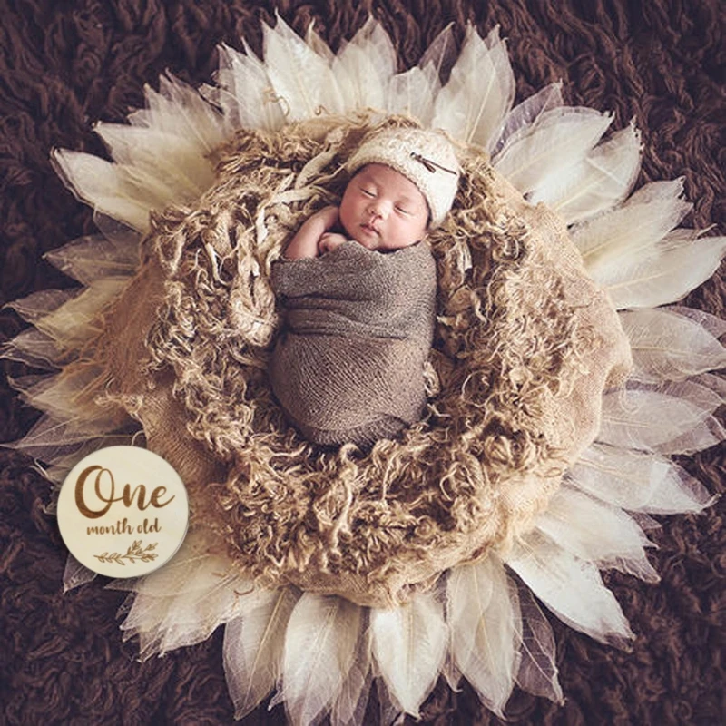 

Baby Monthly Wooden Cards Newborn Shower Gifts Sets Milestone Cards Photo Props R7RB