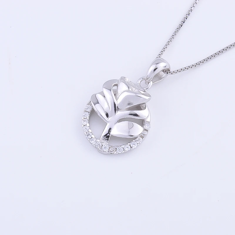 

CZ Gems Round Rose Flower Necklace For Women 925 Sterling Silver Circle Pendants Collar Wedding Fashion Jewelry Gift