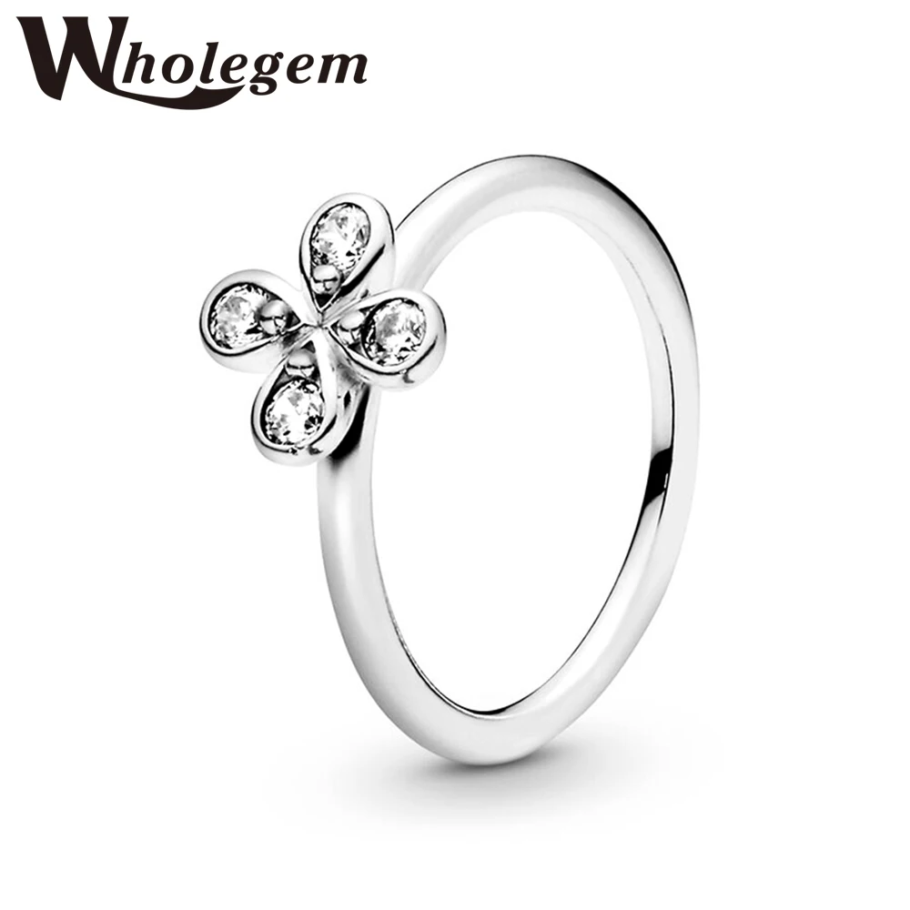 

WHOLEGEM Fashion Spring Daisy Series Lucky Flower Rings 2021 New Sparkling Zircon Women Engagement Party Jewelry Anillos